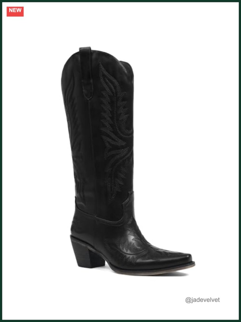 Faux Leather Western Cowboy Knee High Boots Snip Toe Zipper